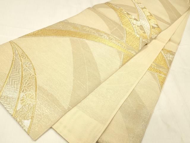 平和屋着物＊夏物 六通柄袋帯 草花文 金銀糸 正絹 逸品 DABE6061cm