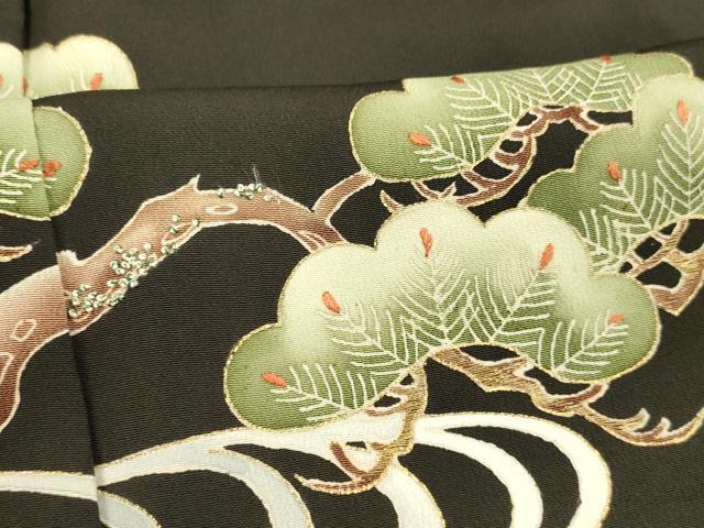 平和屋着物■中国三大刺繍　相良刺繍　黒留袖　松竹梅　金糸　正絹　逸品　DABE6068cm