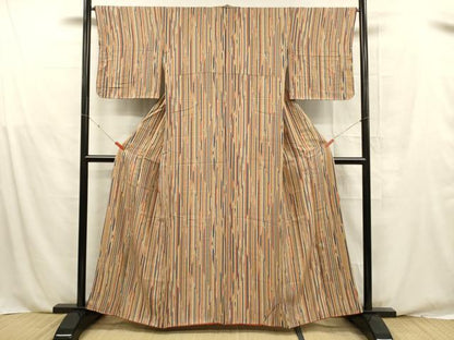 平和屋着物■上質な小紋　抽象間道　正絹　逸品　DABE6069cm