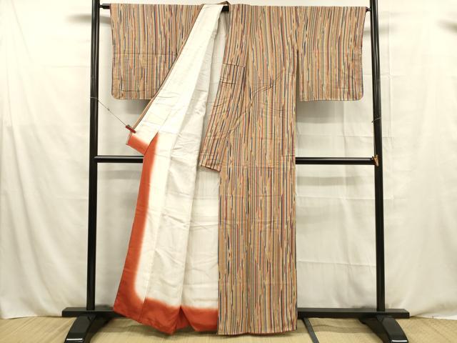 平和屋着物■上質な小紋　抽象間道　正絹　逸品　DABE6069cm