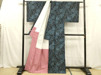 平和屋着物■小紋　草花文　洗える着物　DABE6070cm