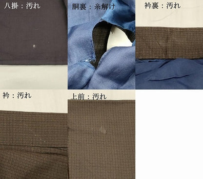 平和屋着物■上質な紬　格子　正絹　逸品　DABE6072cm