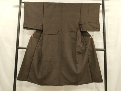 平和屋着物■上質な紬　格子　正絹　逸品　DABE6072cm