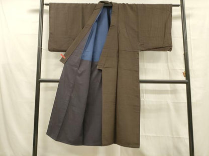 平和屋着物■上質な紬　格子　正絹　逸品　DABE6072cm
