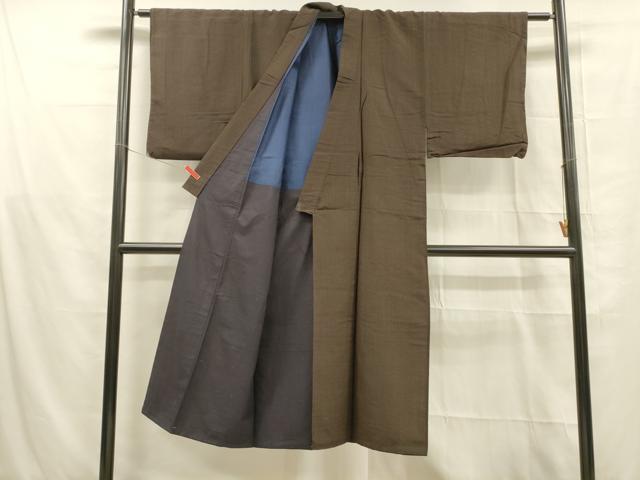 平和屋着物■上質な紬　格子　正絹　逸品　DABE6072cm