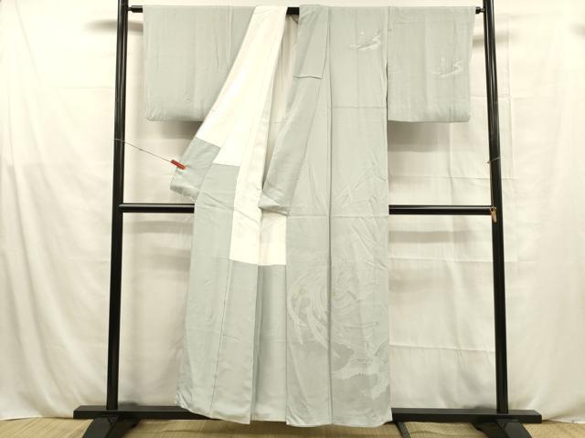 平和屋着物■無地絵羽訪問着　鳳凰文　白花色　正絹　逸品　DABE6076cm