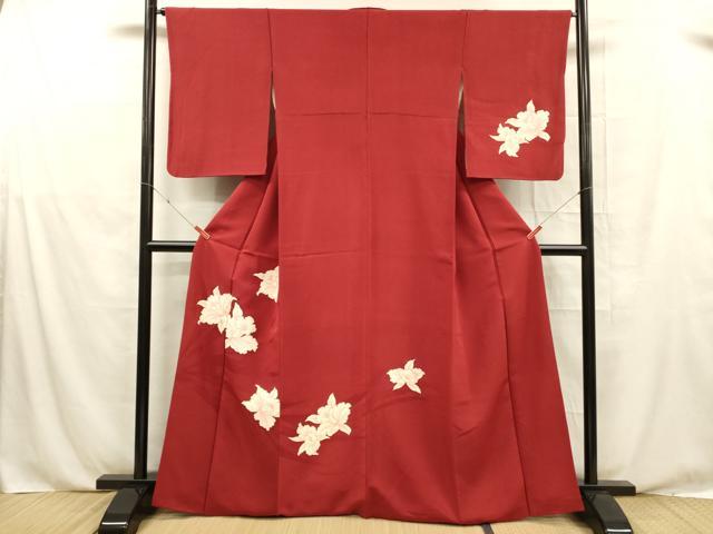 平和屋着物■訪問着　草花文　金彩　正絹　逸品　DABE6077cm