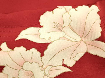 平和屋着物■訪問着　草花文　金彩　正絹　逸品　DABE6077cm
