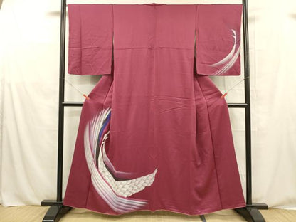 平和屋着物■訪問着　花鳥文　暈し染め　銀彩　やまと誂製　正絹　逸品　DABE6080cm