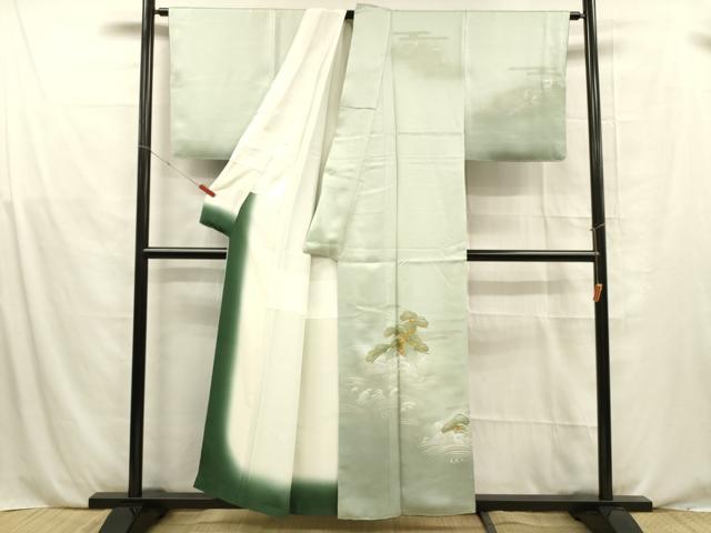平和屋着物■訪問着　流水松文　暈し染め　金銀彩　正絹　逸品　DABE6085cm