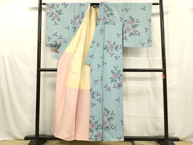 平和屋着物■上質な小紋　手描き　草花文　正絹　逸品　DABE6086cm