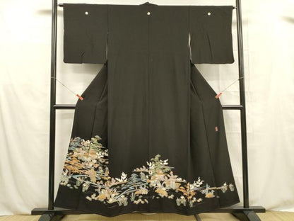 平和屋着物■豪華黒留袖　作家物　風景文　松竹梅　金彩　正絹　逸品　DABE6088cm