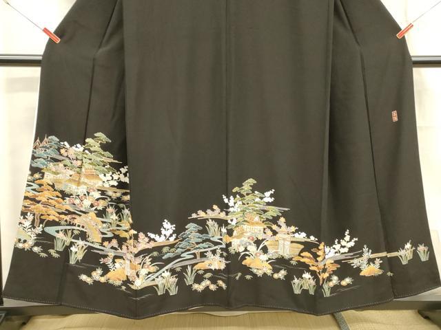 平和屋着物■豪華黒留袖　作家物　風景文　松竹梅　金彩　正絹　逸品　DABE6088cm
