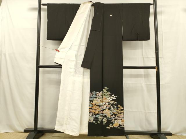 平和屋着物■豪華黒留袖　作家物　風景文　松竹梅　金彩　正絹　逸品　DABE6088cm