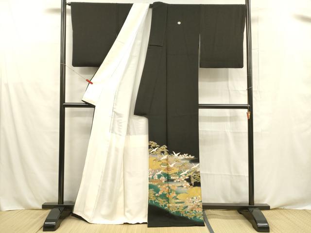 平和屋着物■豪華黒留袖　作家物　飛鶴風景花文　藤花房　暈し染め　金彩　正絹　逸品　DABE6092cm