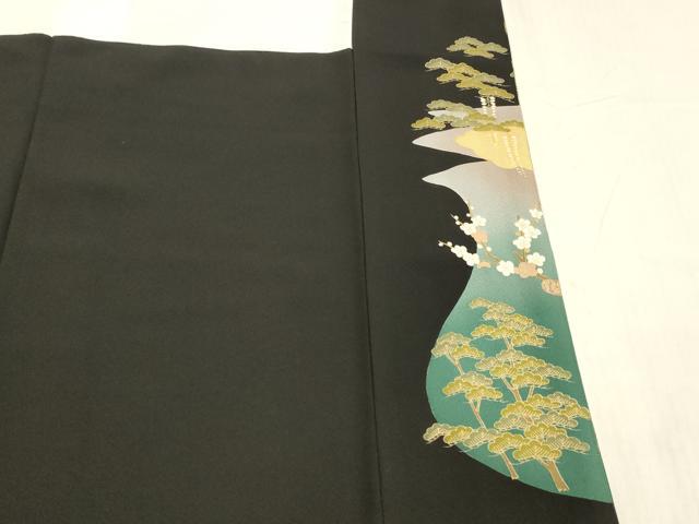 平和屋着物■豪華黒留袖　作家物　飛鶴風景花文　藤花房　暈し染め　金彩　正絹　逸品　DABE6092cm