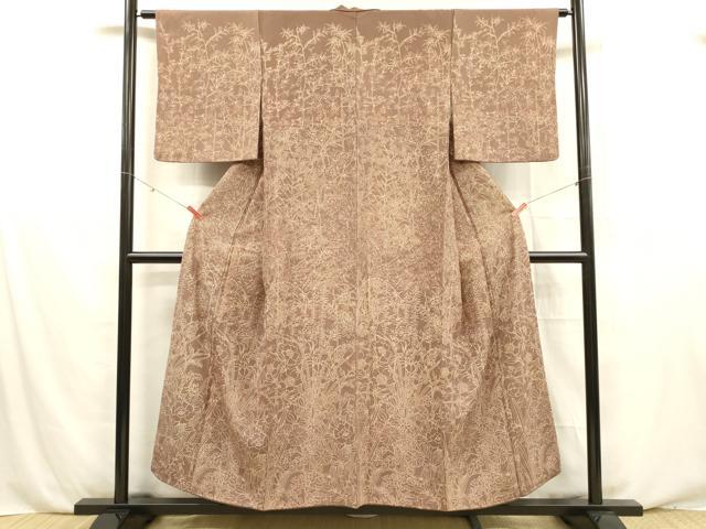 平和屋着物■無地絵羽訪問着　草花文　藤花房　正絹　逸品　DABE6095cm