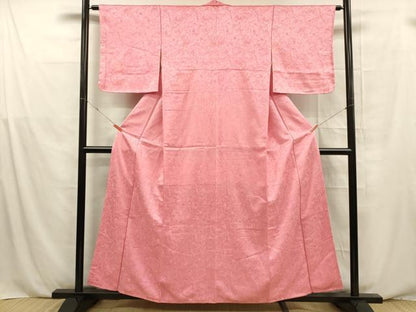 平和屋着物■上質な色無地　墨流し地紋　真朱色　正絹　逸品　未使用　DABE6096cm