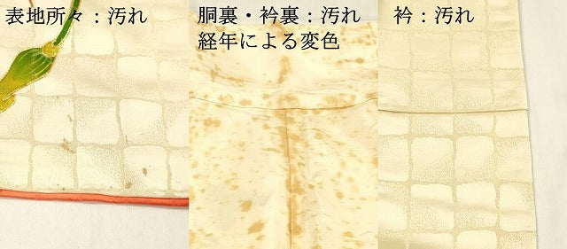 平和屋着物■訪問着　駒刺繍　鳳凰花絵皿文　金彩　金通し地　正絹　逸品　DABE6097cm