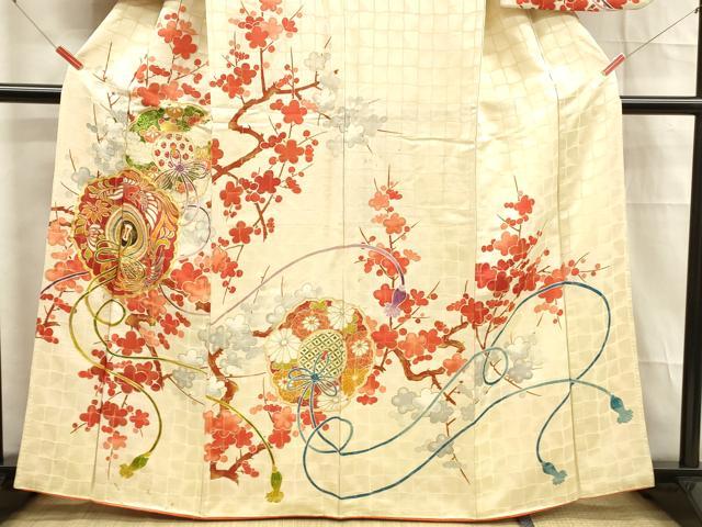 平和屋着物■訪問着　駒刺繍　鳳凰花絵皿文　金彩　金通し地　正絹　逸品　DABE6097cm