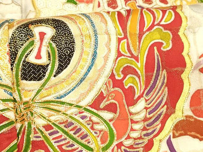 平和屋着物■訪問着　駒刺繍　鳳凰花絵皿文　金彩　金通し地　正絹　逸品　DABE6097cm