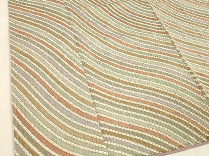 平和屋着物■上質な小紋　ふくれ織　斜線文　正絹　逸品　未使用　DABE6100cm