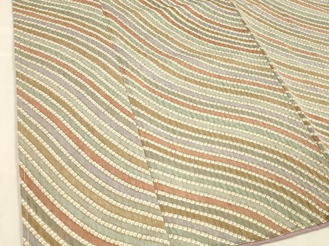 平和屋着物■上質な小紋　ふくれ織　斜線文　正絹　逸品　未使用　DABE6100cm