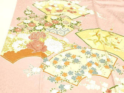 平和屋着物■豪華色留袖　地紙花文　金彩　正絹　逸品　DABE6103cm