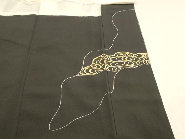 平和屋着物■豪華黒留袖　駒刺繍　器物笹竹花文　金彩　正絹　逸品　DABE6104cm