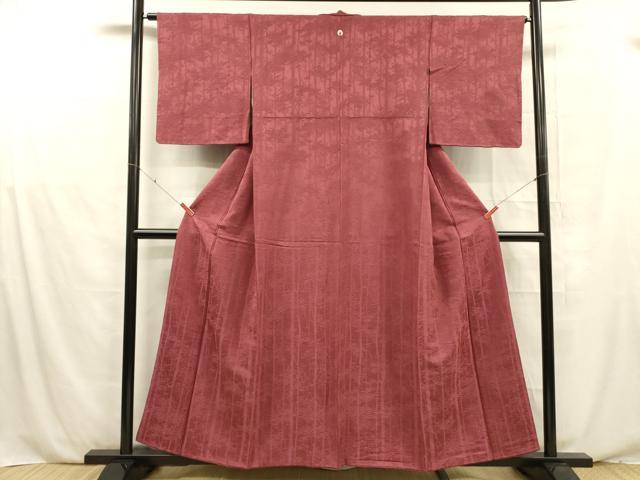 平和屋着物■上質な色無地　樹林地紋　今様色　正絹　逸品　DABE6105cm