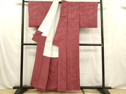 平和屋着物■上質な色無地　樹林地紋　今様色　正絹　逸品　DABE6105cm