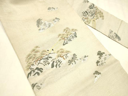 平和屋着物＊夏物　アンティーク　大正ロマン　九寸名古屋帯　風景文　金銀糸　正絹　逸品　DABE6107cm