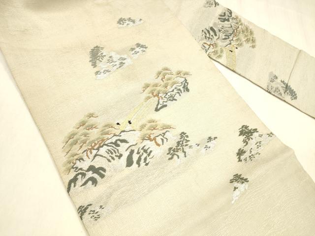 平和屋着物＊夏物　アンティーク　大正ロマン　九寸名古屋帯　風景文　金銀糸　正絹　逸品　DABE6107cm