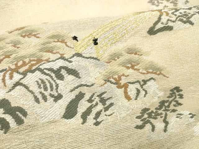 平和屋着物＊夏物　アンティーク　大正ロマン　九寸名古屋帯　風景文　金銀糸　正絹　逸品　DABE6107cm