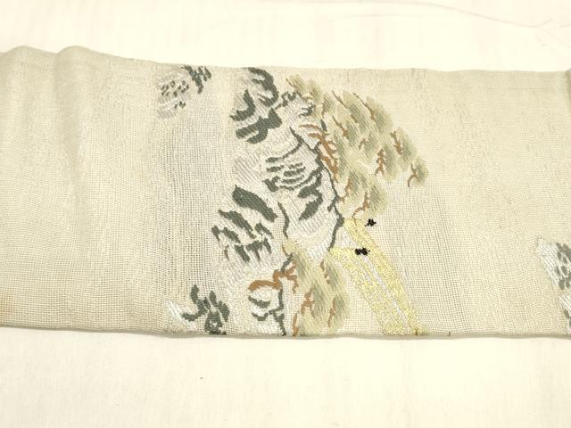 平和屋着物＊夏物　アンティーク　大正ロマン　九寸名古屋帯　風景文　金銀糸　正絹　逸品　DABE6107cm