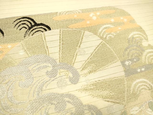 平和屋着物＊夏物 アンティーク 大正ロマン 丸帯 流水片輪車花文 金銀糸 正絹 逸品 DABE6108cm