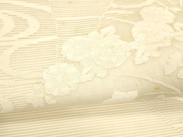 平和屋着物＊夏物 絽綴れ 太鼓柄袋帯 流水草花文 正絹 逸品 DABE6111cm