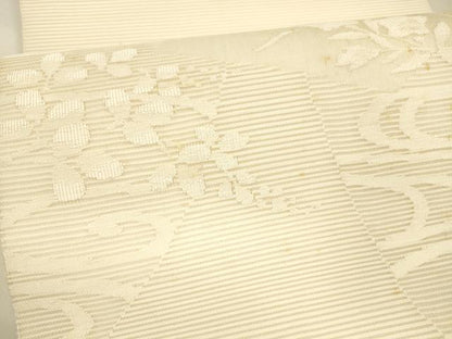 平和屋着物＊夏物 絽綴れ 太鼓柄袋帯 流水草花文 正絹 逸品 DABE6111cm
