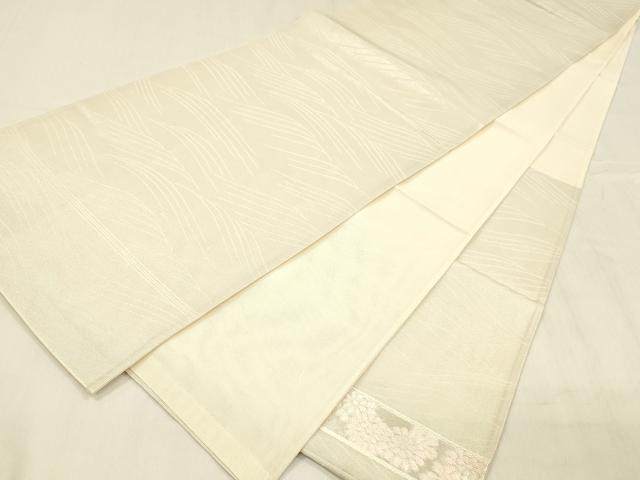 平和屋着物＊夏物 太鼓柄袋帯 唐織 横段花文 銀糸 正絹 逸品 DABE6112cm