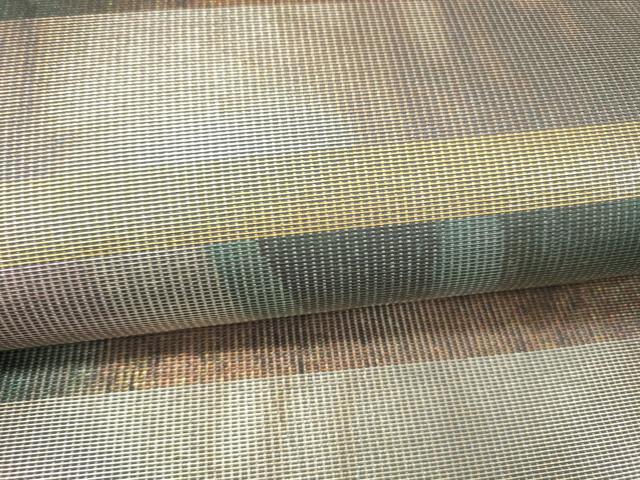 平和屋着物▽六通柄袋帯　スリーシーズン　春夏秋　横段文　金銀糸　引箔　正絹　逸品　DABE6113cm