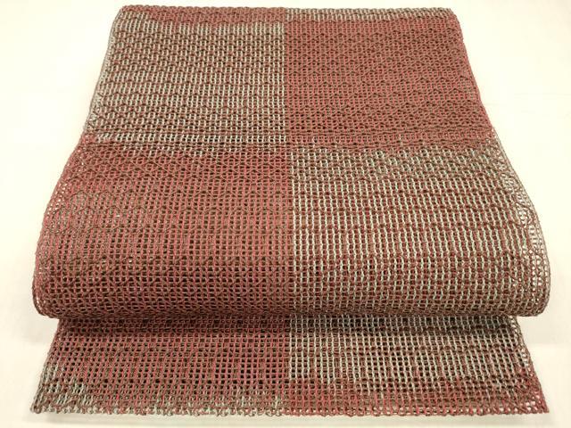 平和屋着物＊夏物 八寸名古屋帯 市松文様 正絹 逸品 DABE6114cm