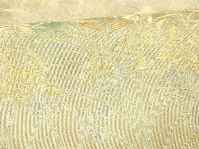 平和屋着物▽六通柄袋帯　スリーシーズン　春夏秋　草花文　金糸　引箔　正絹　逸品　DABE6115cm