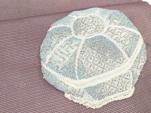 平和屋着物＊夏物 九寸開き名古屋帯 器物花文 銀糸 正絹 逸品 DABE6116cm
