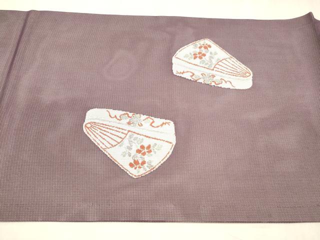 平和屋着物＊夏物 九寸開き名古屋帯 器物花文 銀糸 正絹 逸品 DABE6116cm