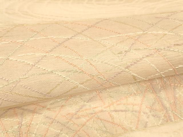 平和屋着物＊夏物 六通柄袋帯 唐織 流水草葉文 金糸 正絹 逸品 DABE6122cm