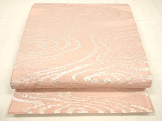 平和屋着物＊夏物 六通柄袋帯 流水文 銀糸 正絹 逸品 DABE6124cm
