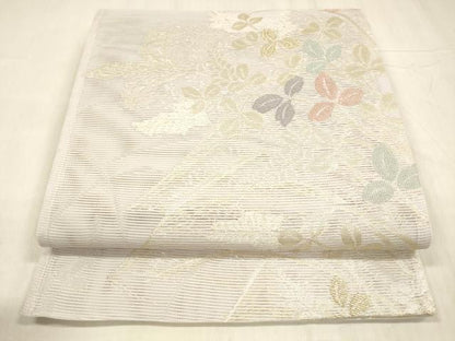 平和屋着物＊夏物 六通柄袋帯 草葉文 金銀糸 DABE6126cm