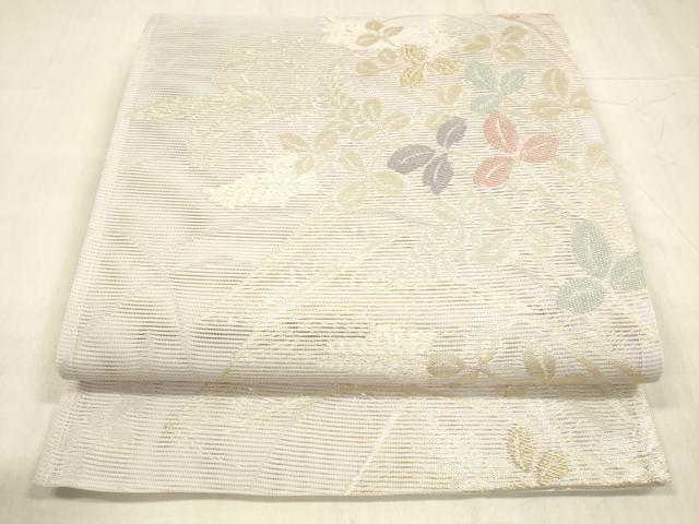 平和屋着物＊夏物 六通柄袋帯 草葉文 金銀糸 DABE6126cm