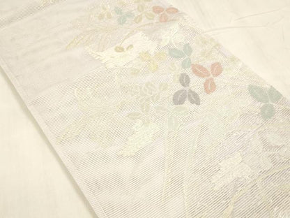 平和屋着物＊夏物 六通柄袋帯 草葉文 金銀糸 DABE6126cm