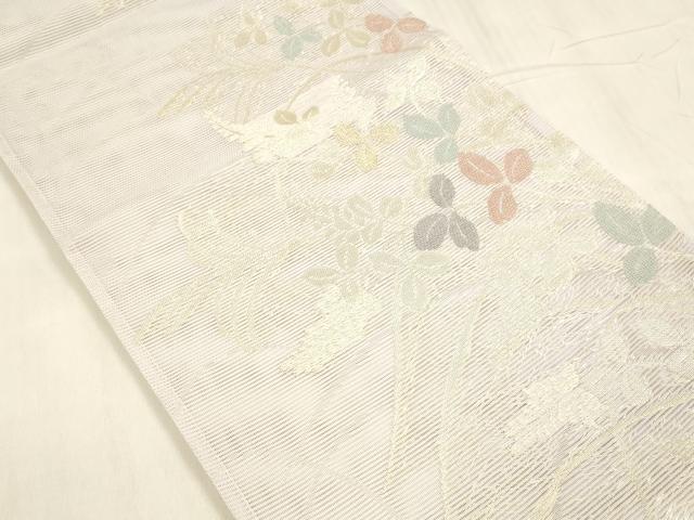 平和屋着物＊夏物 六通柄袋帯 草葉文 金銀糸 DABE6126cm